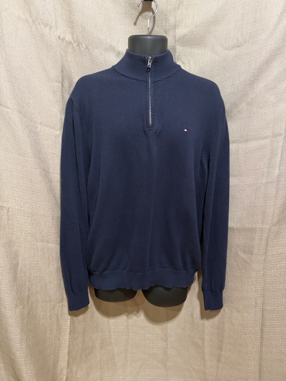 Tommy Hilfiger Men's Navy Half-Zip Mock Neck Sweater